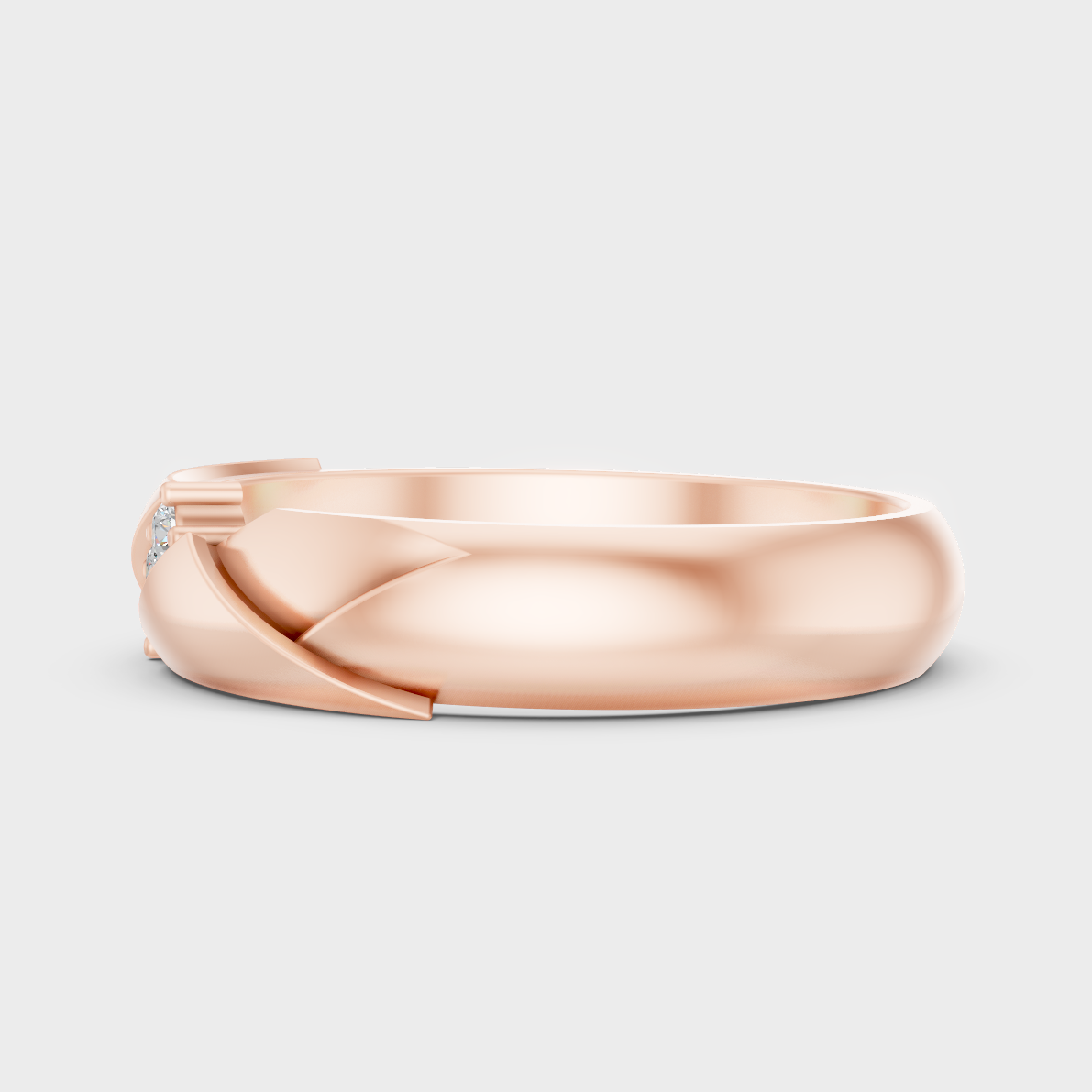 High-Polish Rose Gold 0.075 Carat Round Lab Diamond Men’s Ring For Subtle Sparkle