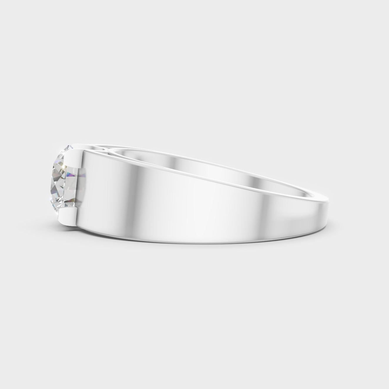 High-Polish 950 Platinum Men’s Round Lab Diamond Ring For Refined Brilliance