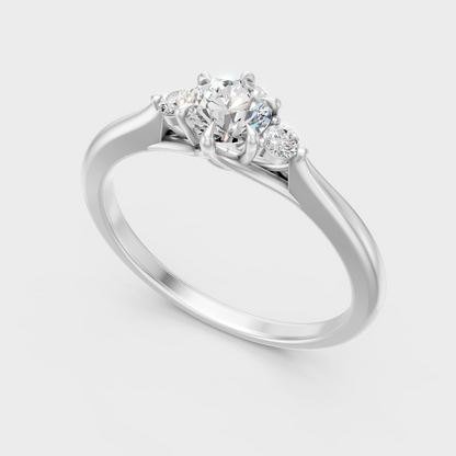 Sleek 18K White Gold Engagement Ring Featuring A 0.76Ct Round Lab Diamond
