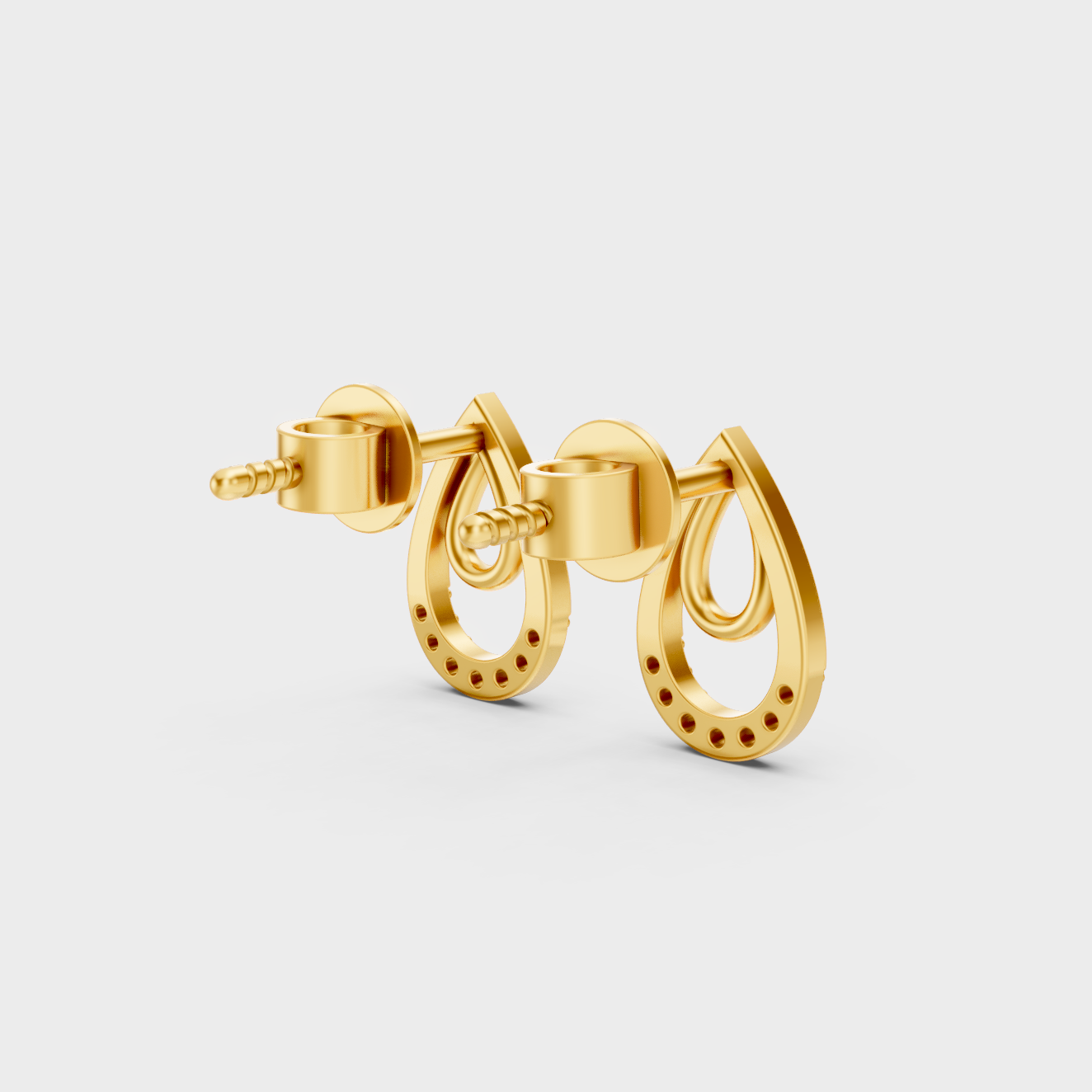 Hallmarked 18K Yellow Gold Stud Earrings With Brilliant Round Lab Diamonds
