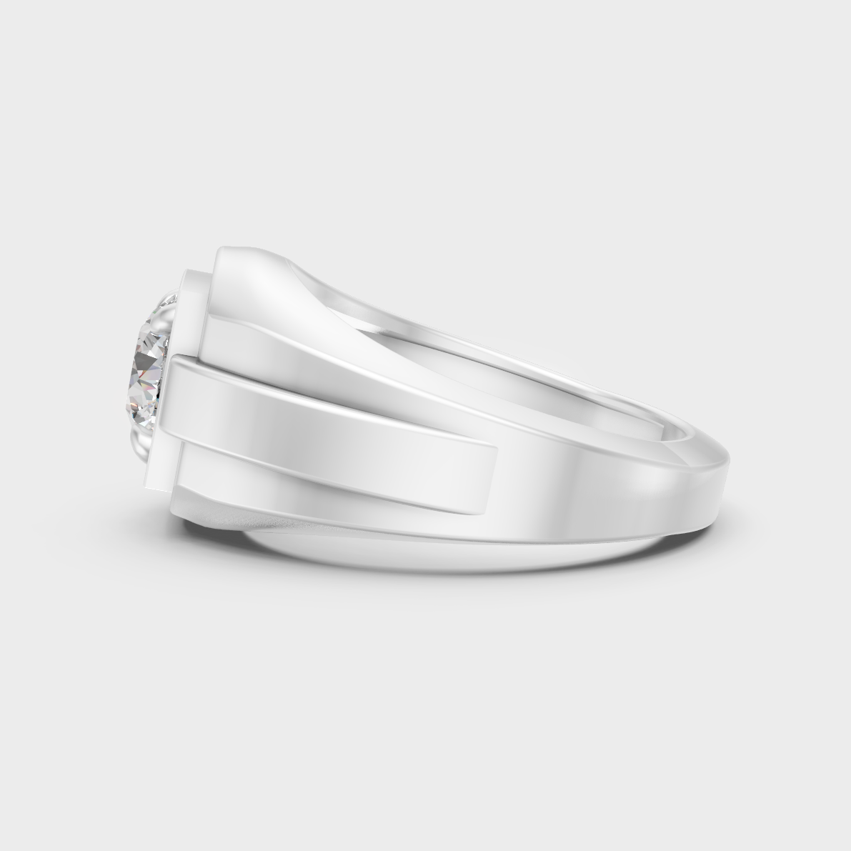 High-Polish 950 Platinum Men’s Round Lab Diamond Ring For Refined Brilliance