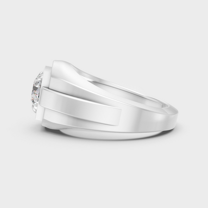 High-Polish 950 Platinum Men’s Round Lab Diamond Ring For Refined Brilliance