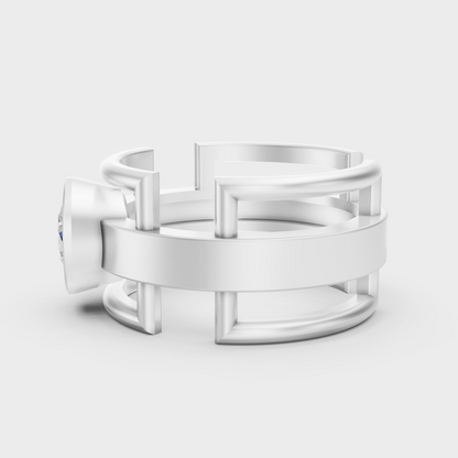 High-Polish 950 Platinum Men’s Round Lab Diamond Ring For Refined Brilliance
