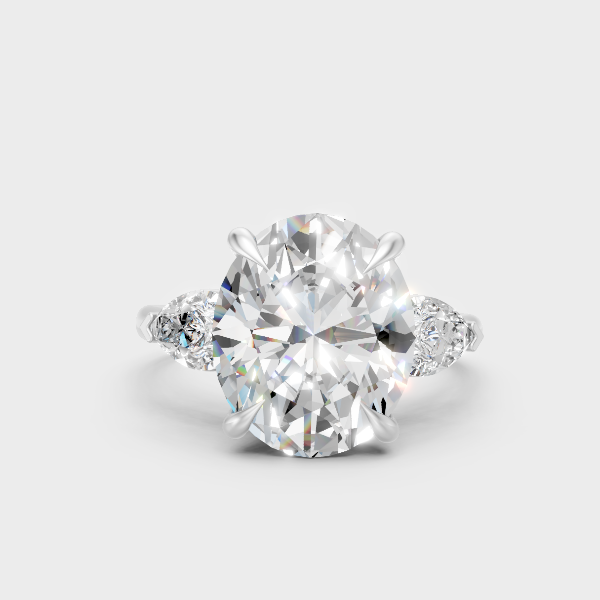 Premium 950 Platinum Oval And Pear Lab-Grown Diamond Engagement Ring