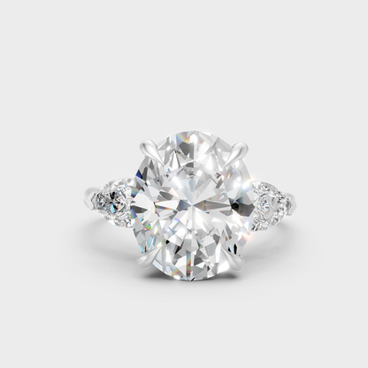 Premium 950 Platinum Oval And Pear Lab-Grown Diamond Engagement Ring