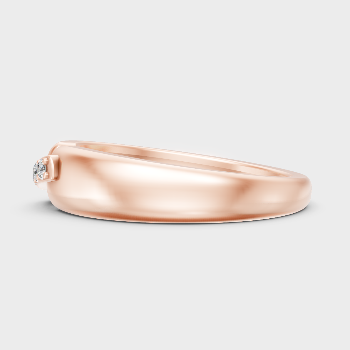 High-Polish Rose Gold 0.72 Carat Round Lab Diamond Men’s Ring For Bold Sparkle