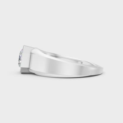 High-Polish 950 Platinum Men’s Square Radiant Lab Diamond Ring For Refined Brilliance