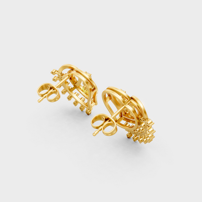 Hallmarked 18K Yellow Gold Stud Earrings With Brilliant Round Lab Diamonds