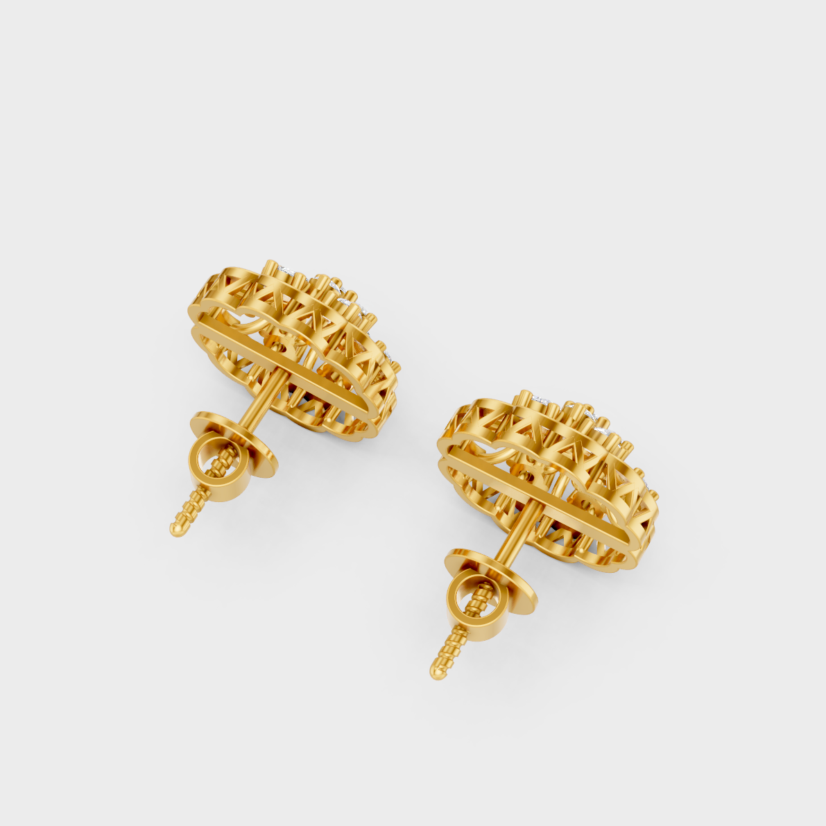 9K Yellow Gold Round-Shaped Lab-Grown Diamond Studs For Ethical Luxury