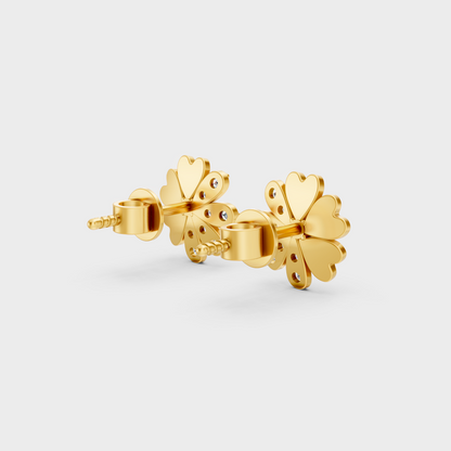 Hallmarked 18K Yellow Gold Stud Earrings With Brilliant Round Lab Diamonds