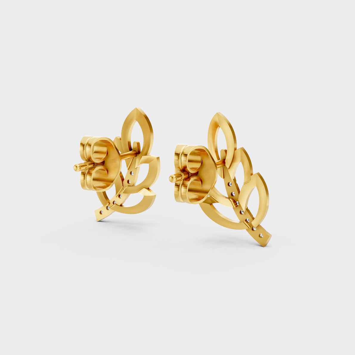  Hallmarked 18K Yellow Gold Stud Earrings With Brilliant Round Lab Diamonds