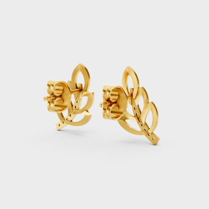  Hallmarked 18K Yellow Gold Stud Earrings With Brilliant Round Lab Diamonds