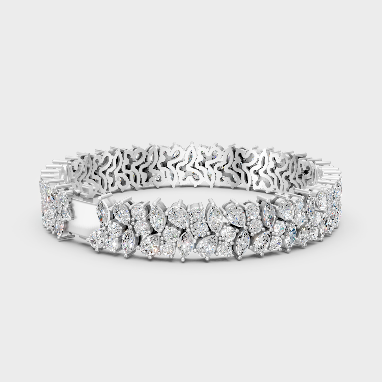 Elegant Multi Shape Diamond Bracelet Platinum
