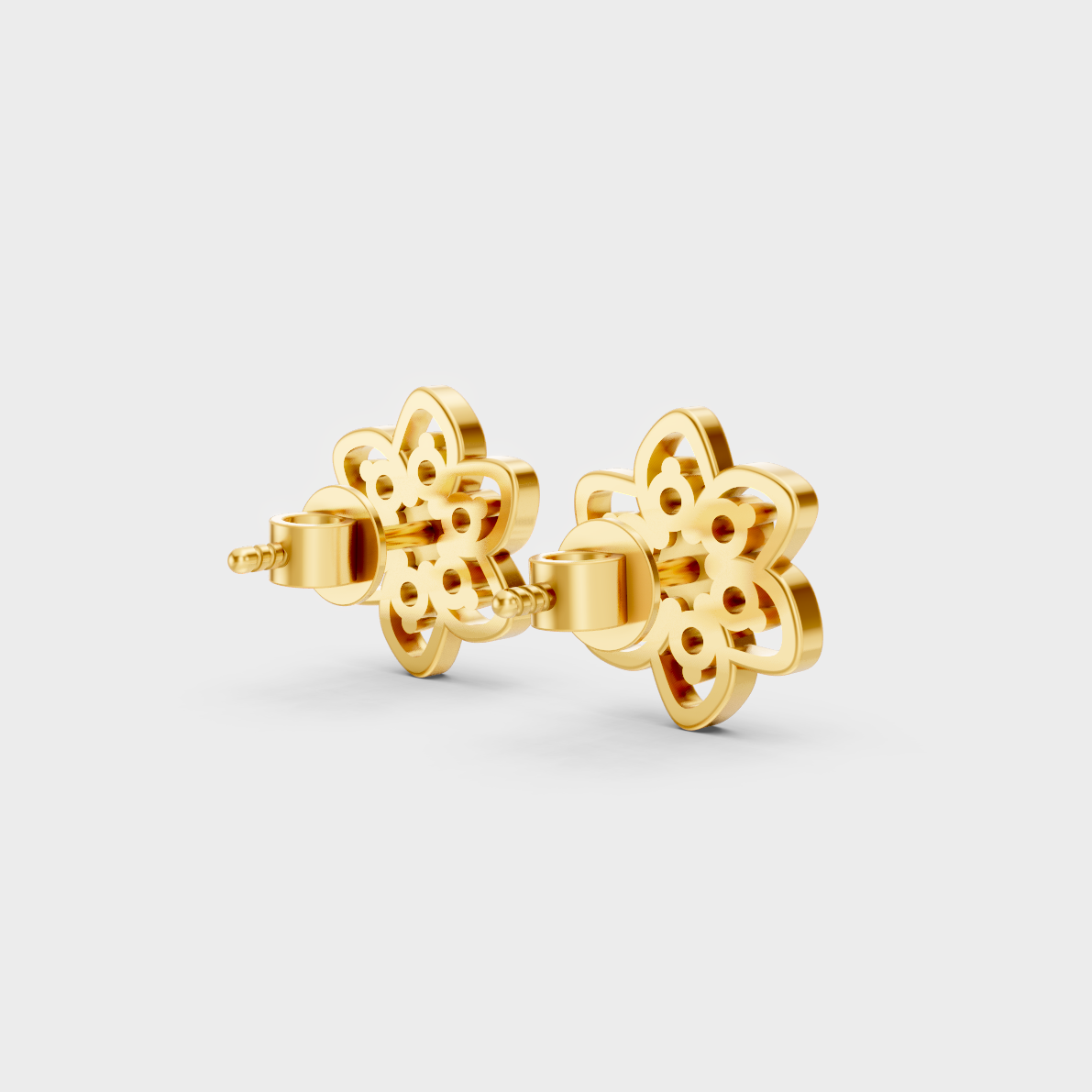 Hallmarked 18K Yellow Gold Stud Earrings With Brilliant Round Lab Diamonds