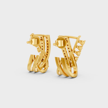  Hallmarked 18K Yellow Gold Stud Earrings With Brilliant Round Lab Diamonds
