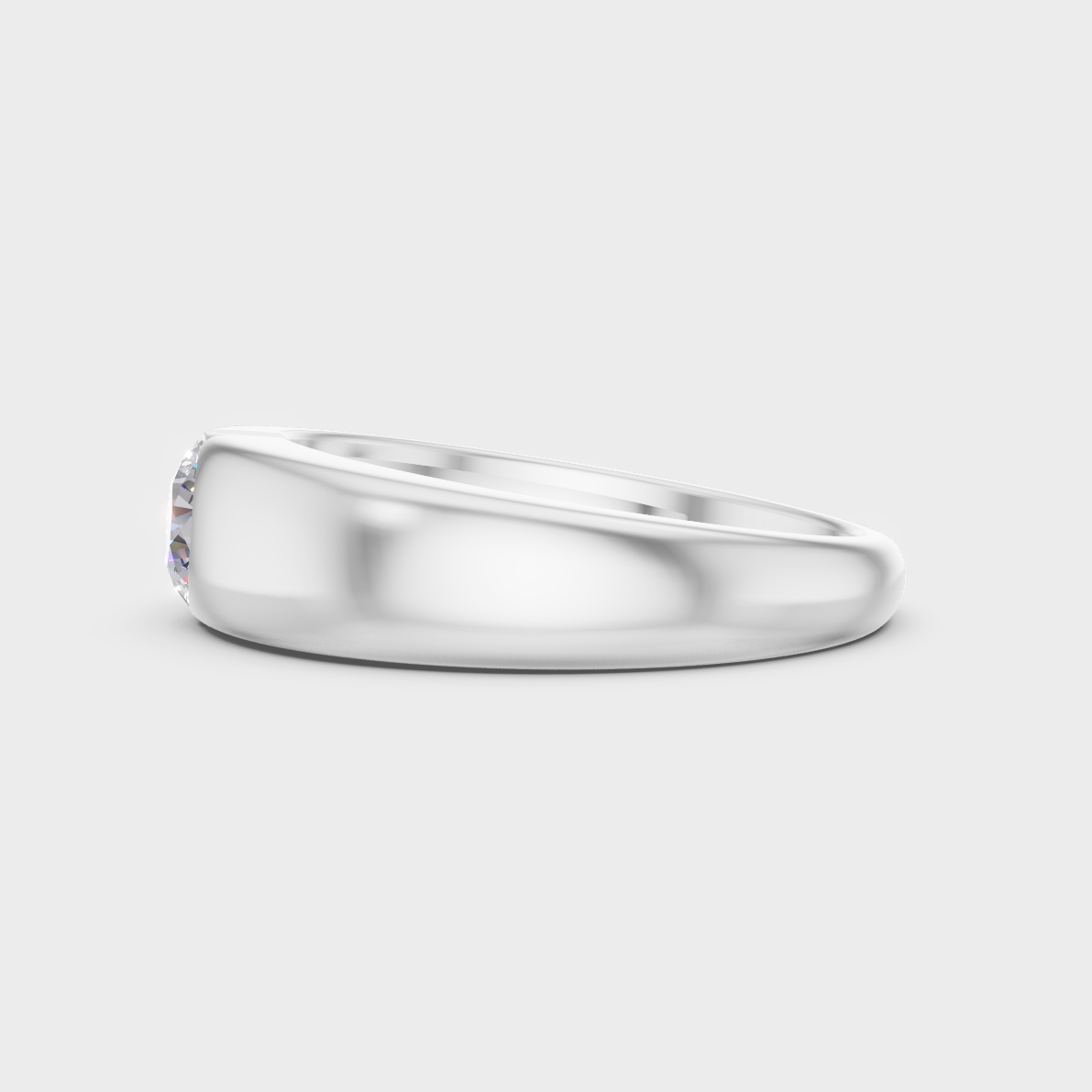 High-Polish 950 Platinum Men’s Round Lab Diamond Ring For Refined Brilliance