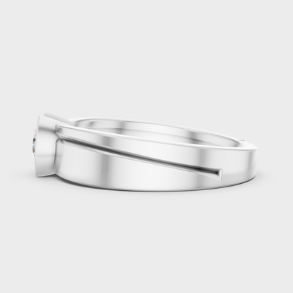 High-Polish 950 Platinum Men’s Round Lab Diamond Ring For Refined Brilliance