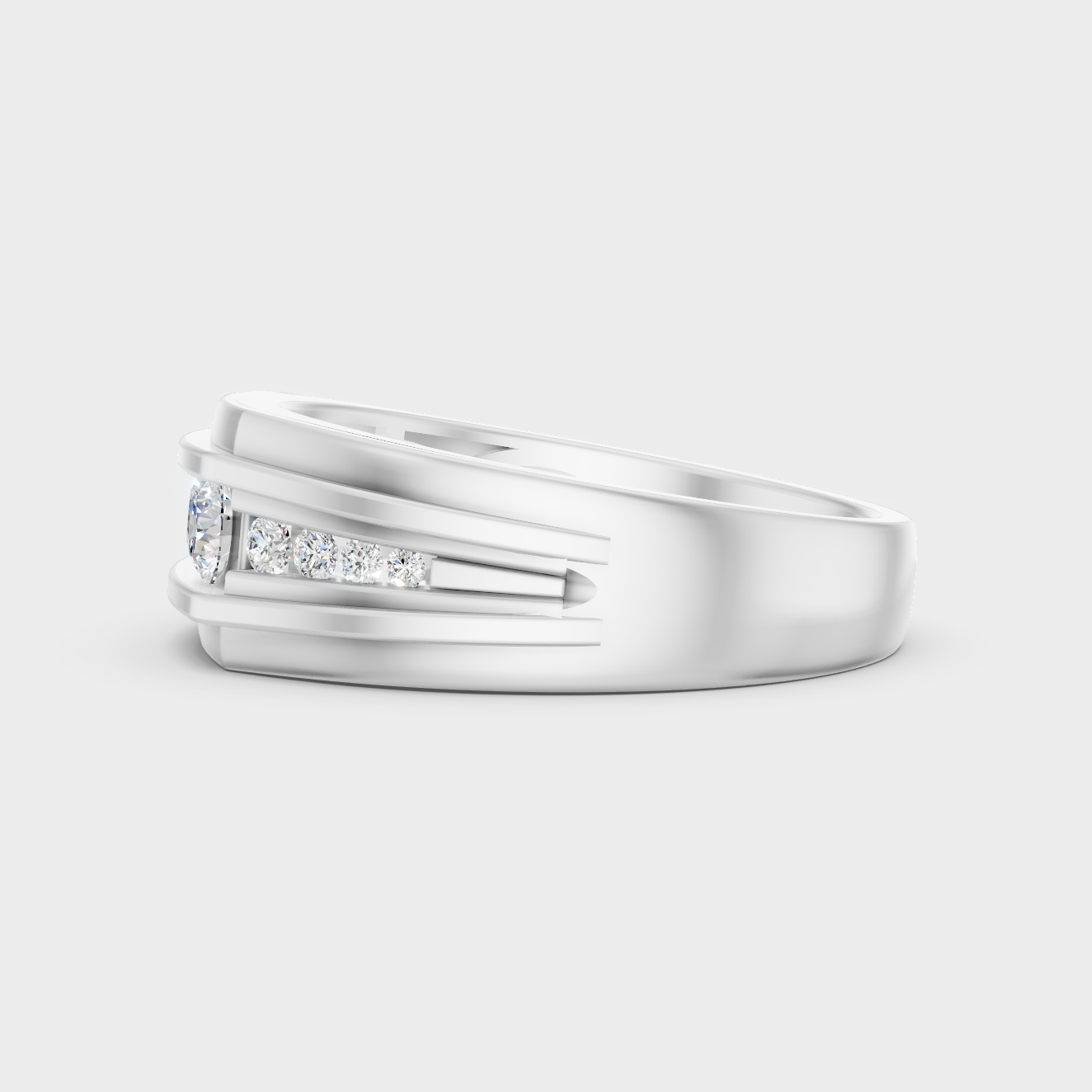 High-Polish 950 Platinum Men’s Round Lab Diamond Ring For Refined Brilliance
