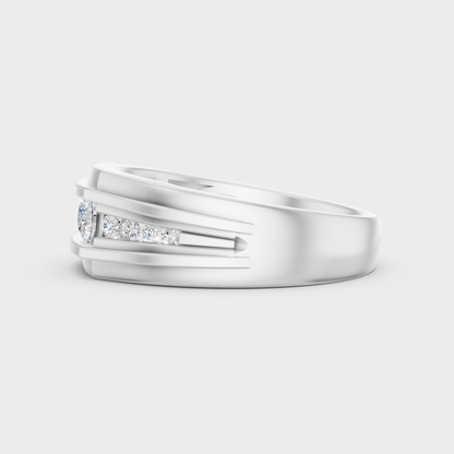 High-Polish 950 Platinum Men’s Round Lab Diamond Ring For Refined Brilliance