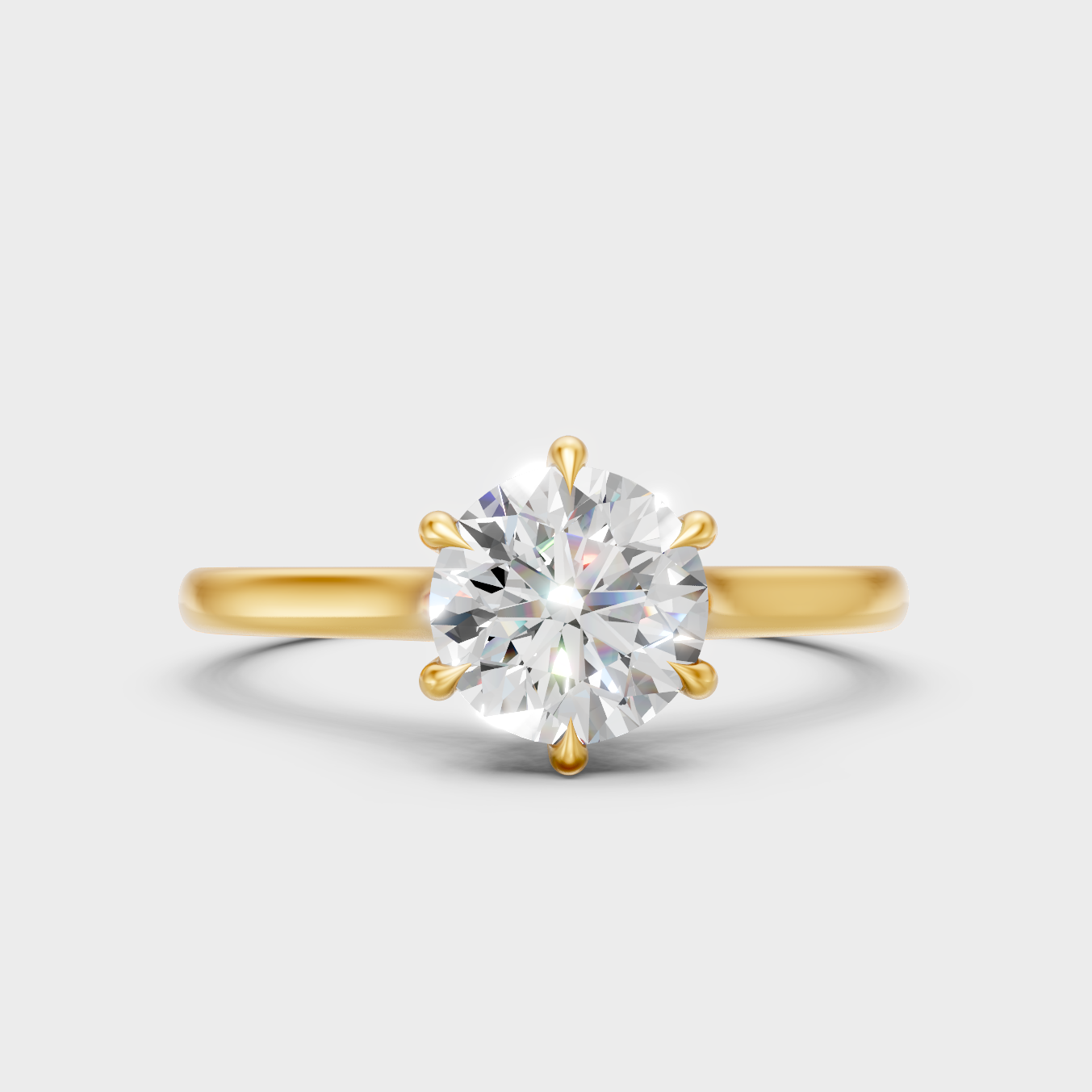 Classic 18K Yellow Gold Engagement Ring With A Certified Round Lab Diamond