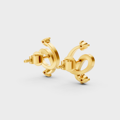Hallmarked 18K Yellow Gold Stud Earrings With Brilliant Round Lab Diamonds