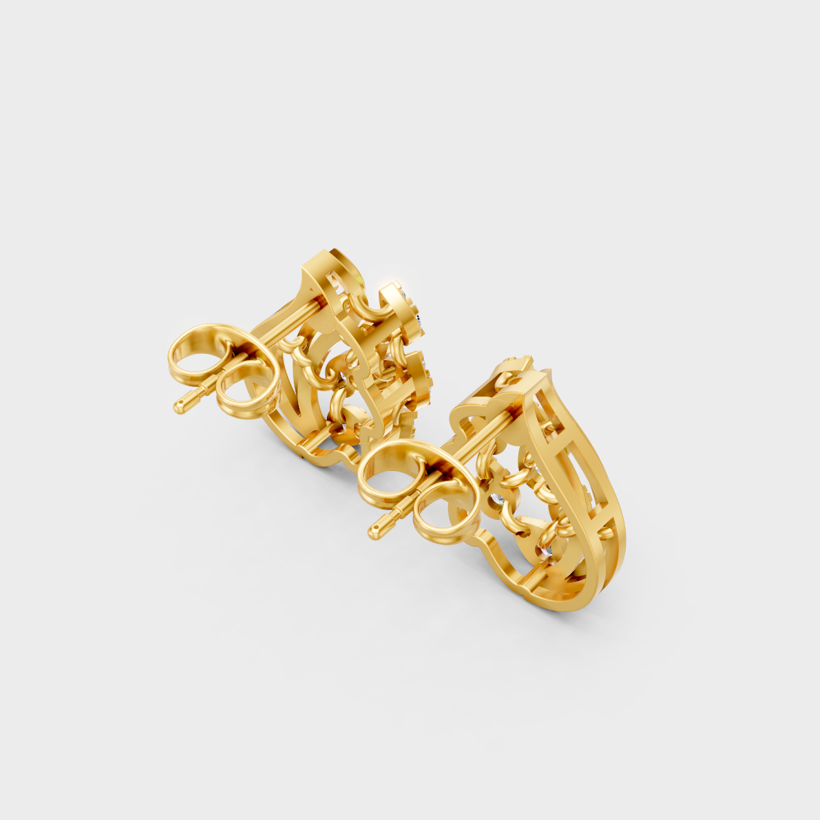  Hallmarked 18K Yellow Gold Stud Earrings With Brilliant Round Lab Diamonds