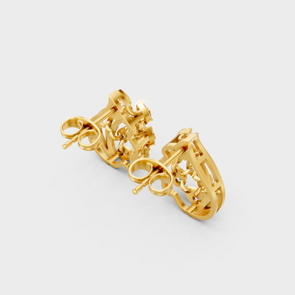  Hallmarked 18K Yellow Gold Stud Earrings With Brilliant Round Lab Diamonds