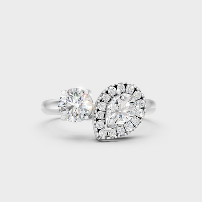 Premium 950 Platinum Pear-Cut Lab-Grown Diamond Engagement Halo Ring