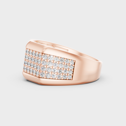 High-Polish Rose Gold 1.2 Carat Round Lab Diamond Men’s Ring For Bold Sparkle