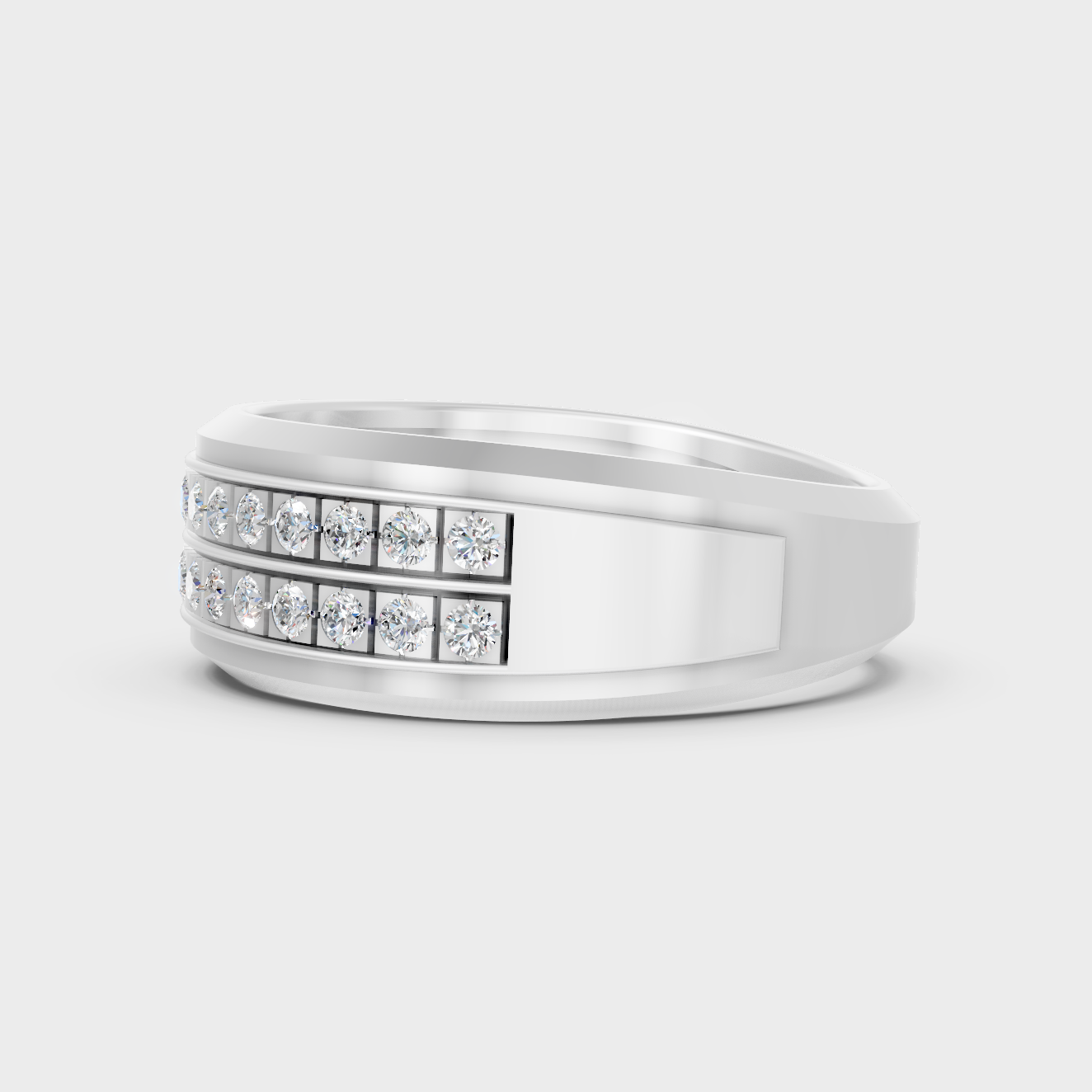 High-Polish 950 Platinum Men’s Round Lab Diamond Ring For Refined Brilliance
