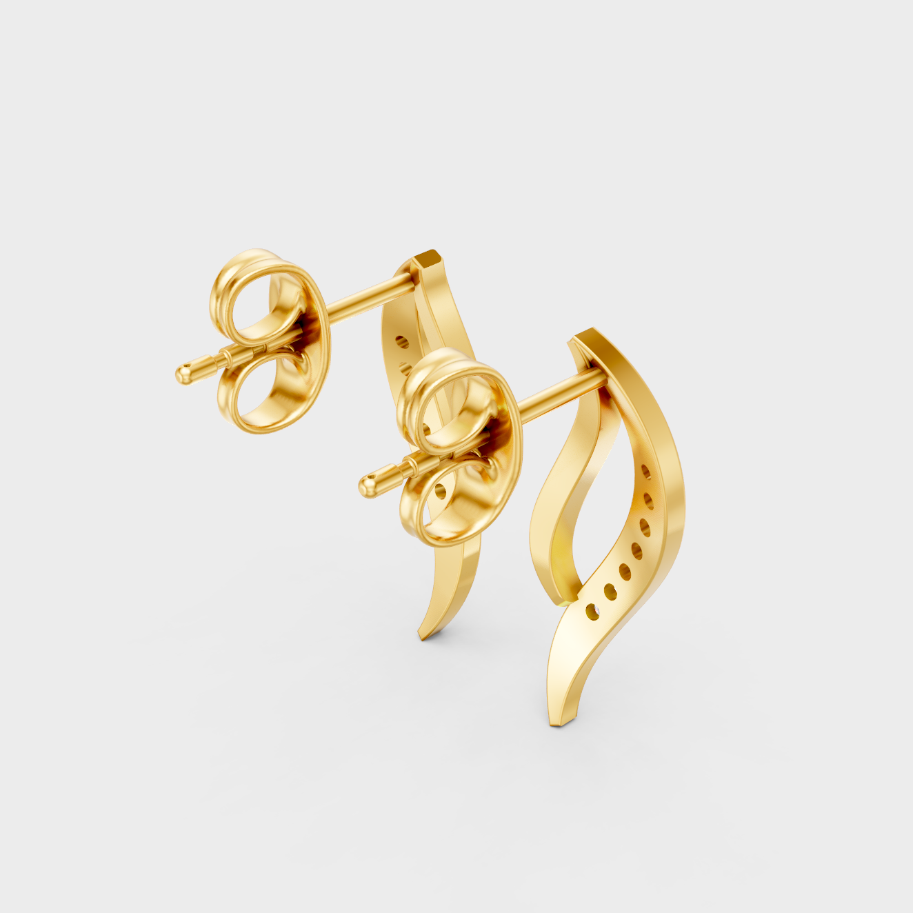  Hallmarked 18K Yellow Gold Stud Earrings With Brilliant Round Lab Diamonds