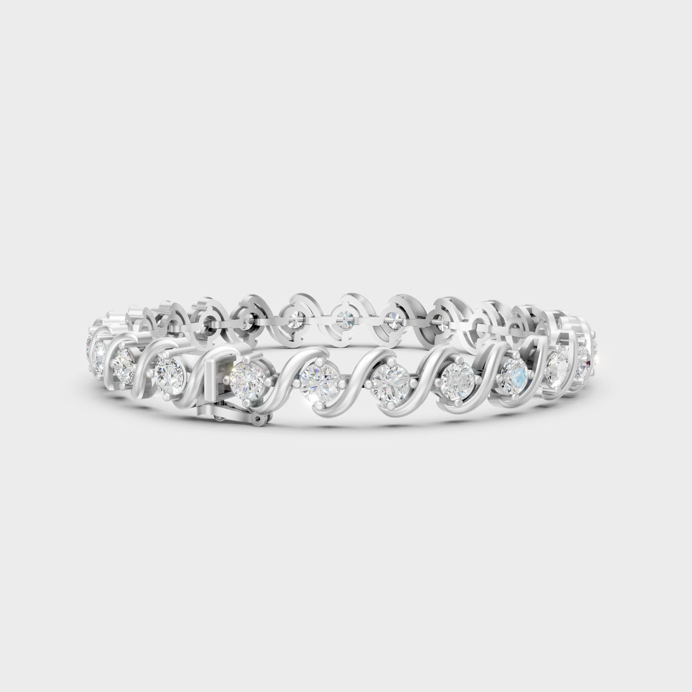 Elegant Round Cut Diamond Bracelet Platinum