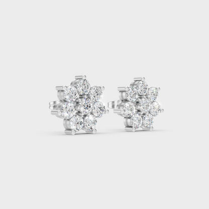 Sleek 18K White Gold Studs Featuring 1.32 Carat Each Round Lab Diamonds