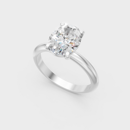 Sleek 18K White Gold Engagement Ring Featuring Oval Lab Diamond