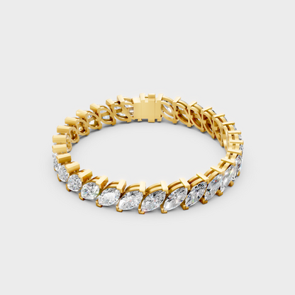 Grand Yellow Gold Tennis Bracelet featuring Marquise Lab-Grown Diamonds