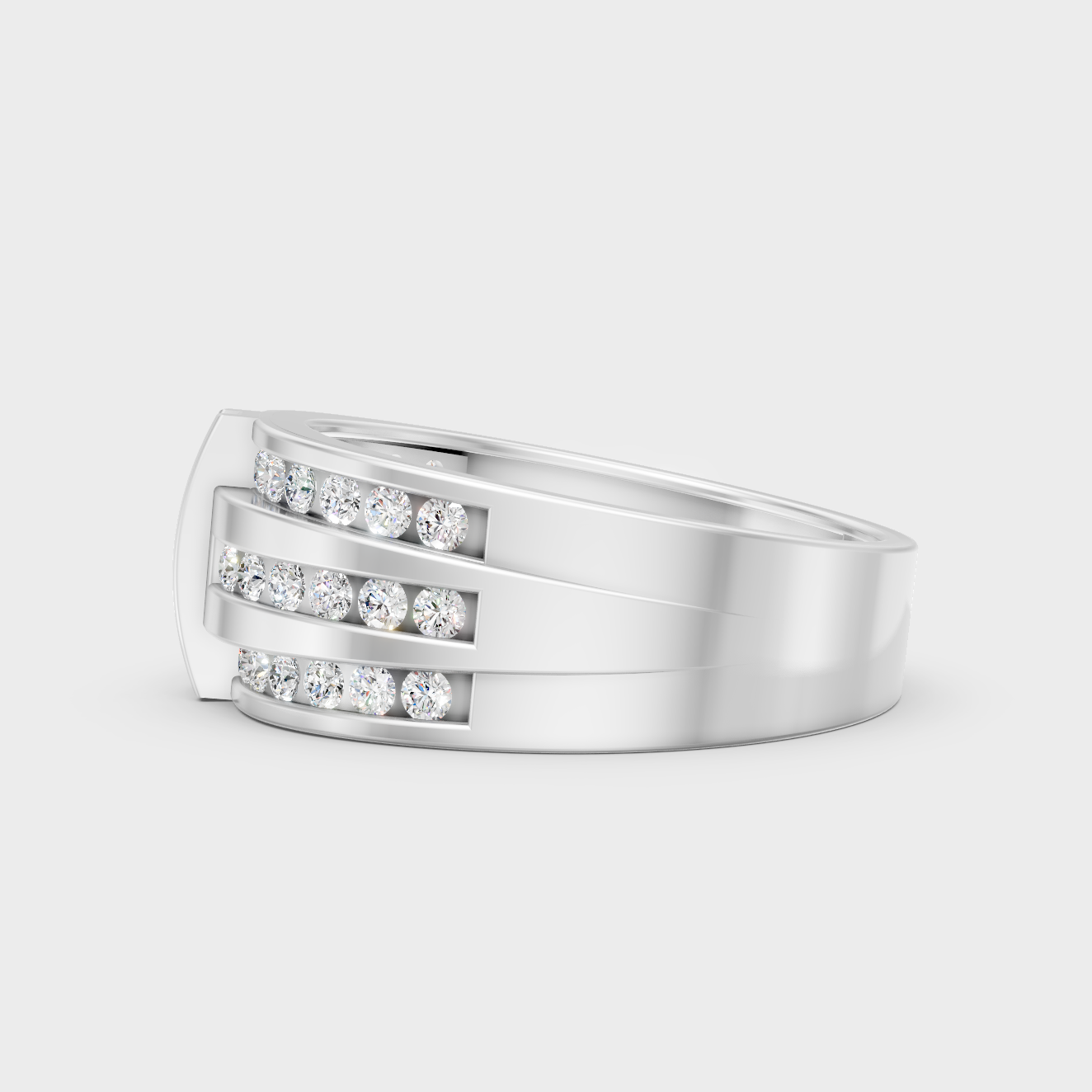 Hallmarked 14K White Gold Men’s Ring With 0.75Ct Brilliant Round Lab Diamond