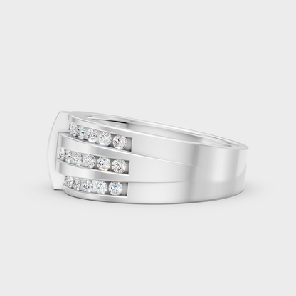 Hallmarked 14K White Gold Men’s Ring With 0.75Ct Brilliant Round Lab Diamond
