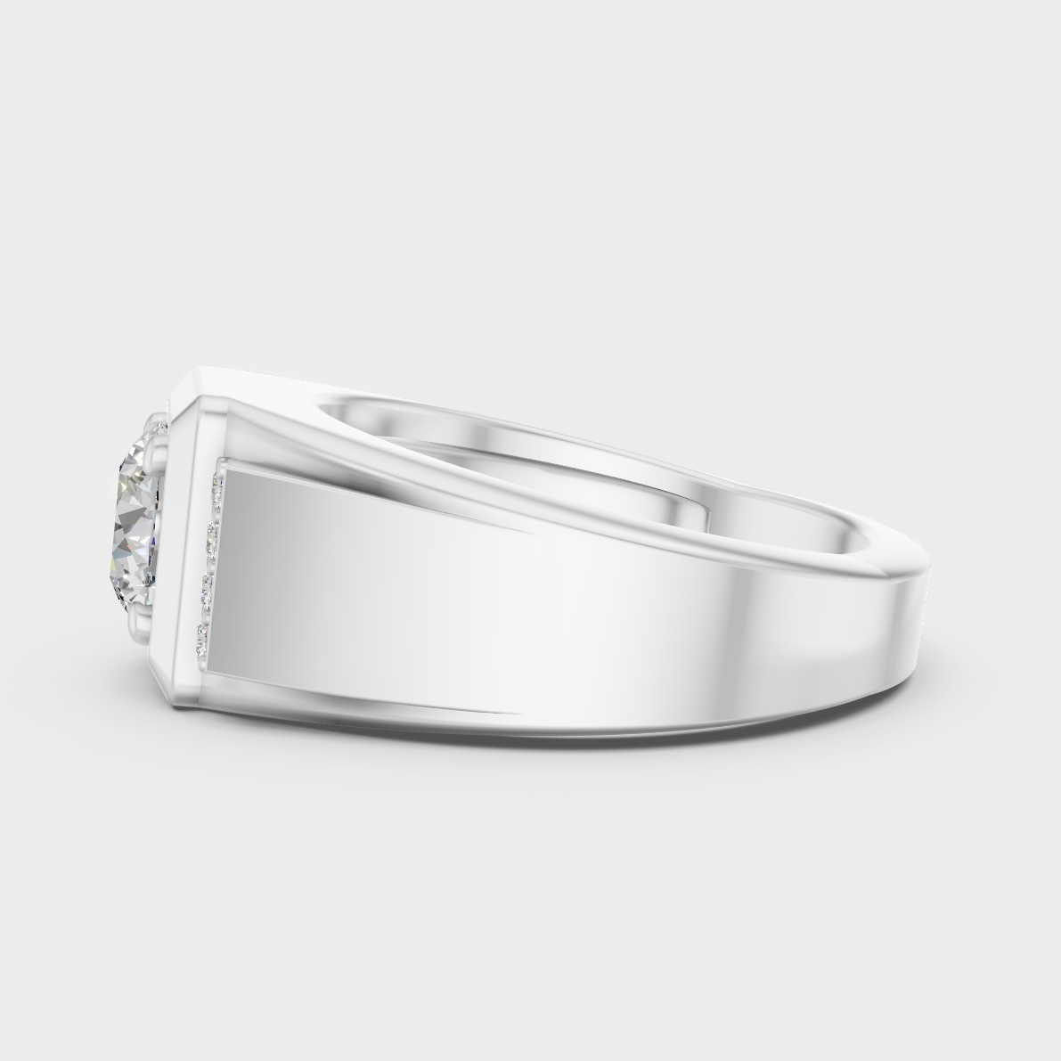High-Polish 950 Platinum Men’s Round Lab Diamond Ring With 0.08Ct Accents