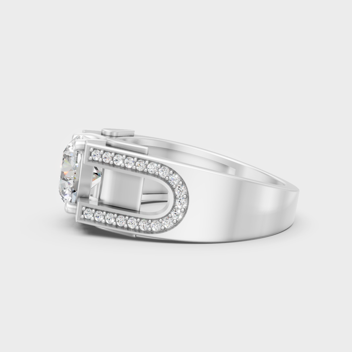 High-Polish 950 Platinum Men’s Round Lab Diamond Ring For Refined Brilliance