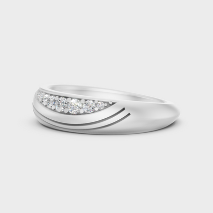 High-Polish 950 Platinum Men’s Round Lab Diamond Ring For Refined Brilliance