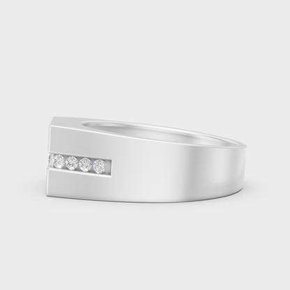 High-Polish 950 Platinum Men’s Round Lab Diamond Ring For Refined Brilliance