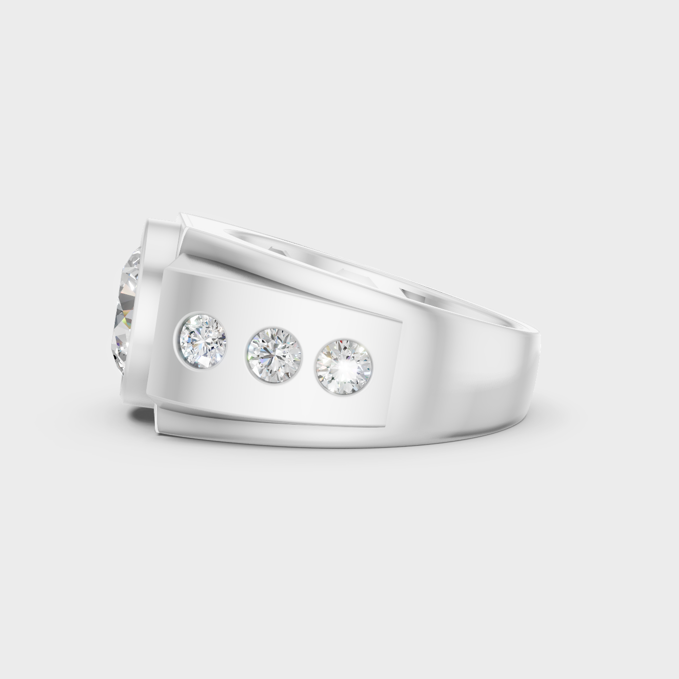 High-Polish 950 Platinum Men’s Round Lab Diamond Ring With 0.66Ct Accents