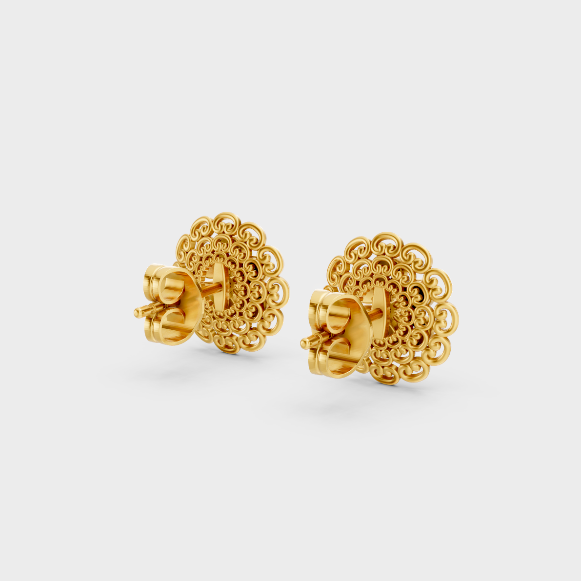 Hallmarked 18K Yellow Gold Stud Earrings With Brilliant Round Lab Diamonds
