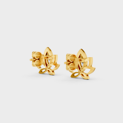 Hallmarked 18K Yellow Gold Stud Earrings With Brilliant Marquise Lab Diamonds