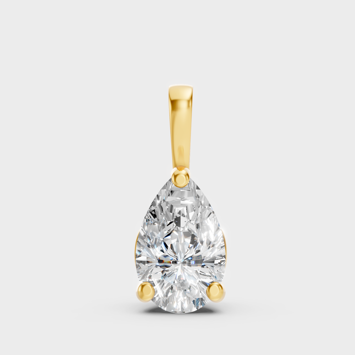 Classic 14K Yellow Gold Solitaire Pendant Featuring A Brilliant Pear-Cut Diamond