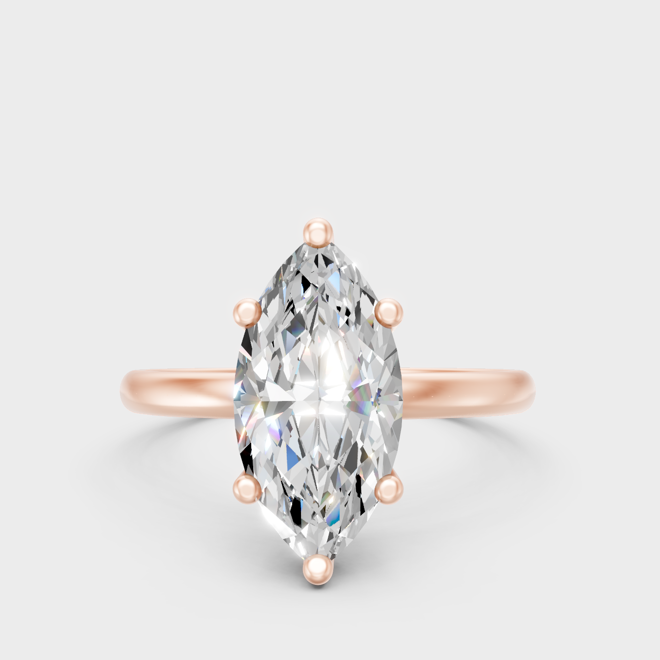 Romantic 18K Rose Gold Engagement Ring With Marquise Lab Diamond