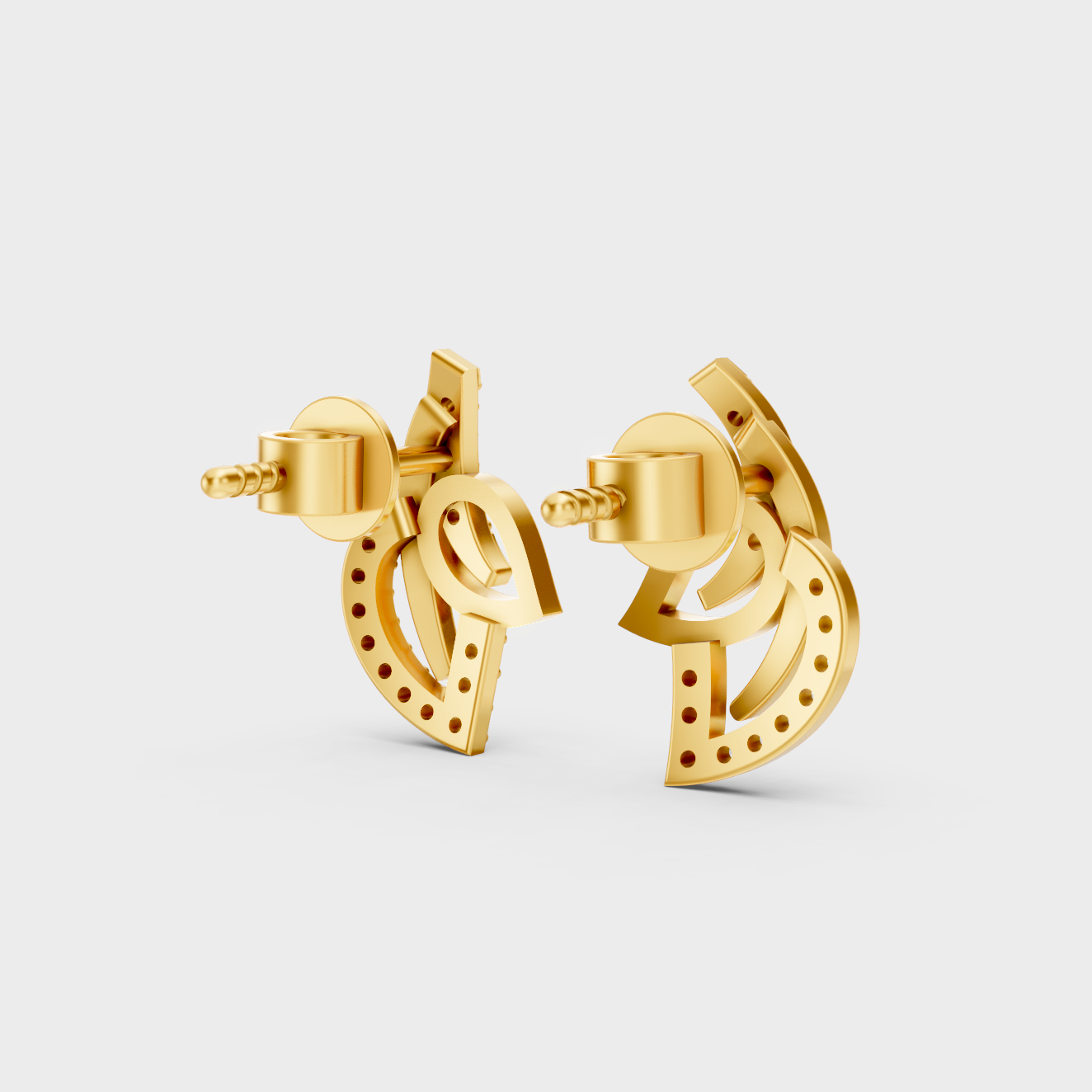 Hallmarked 18K Yellow Gold Stud Earrings With Brilliant Round Lab Diamonds