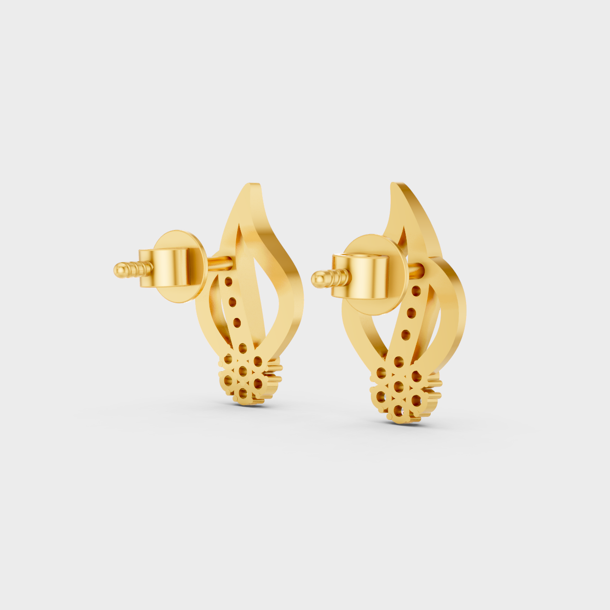 Hallmarked 18K Yellow Gold Stud Earrings With Brilliant Round Lab Diamonds