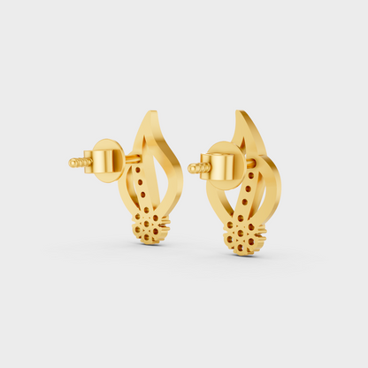 Hallmarked 18K Yellow Gold Stud Earrings With Brilliant Round Lab Diamonds