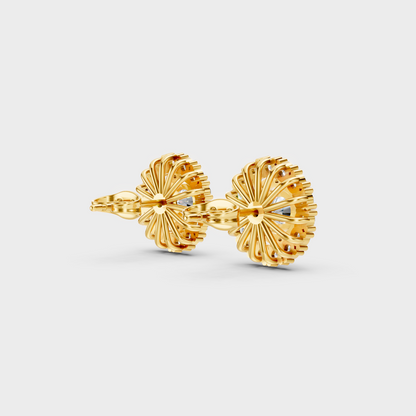 Hallmarked 18K Yellow Gold Stud Earrings With Brilliant Round Lab Diamonds